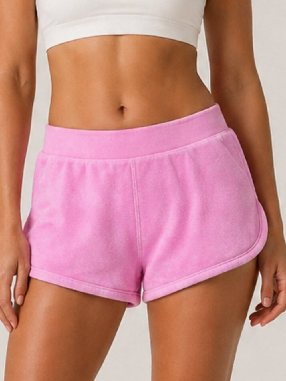Free People terry cloth fabric pink athletic high cut shorts size medium